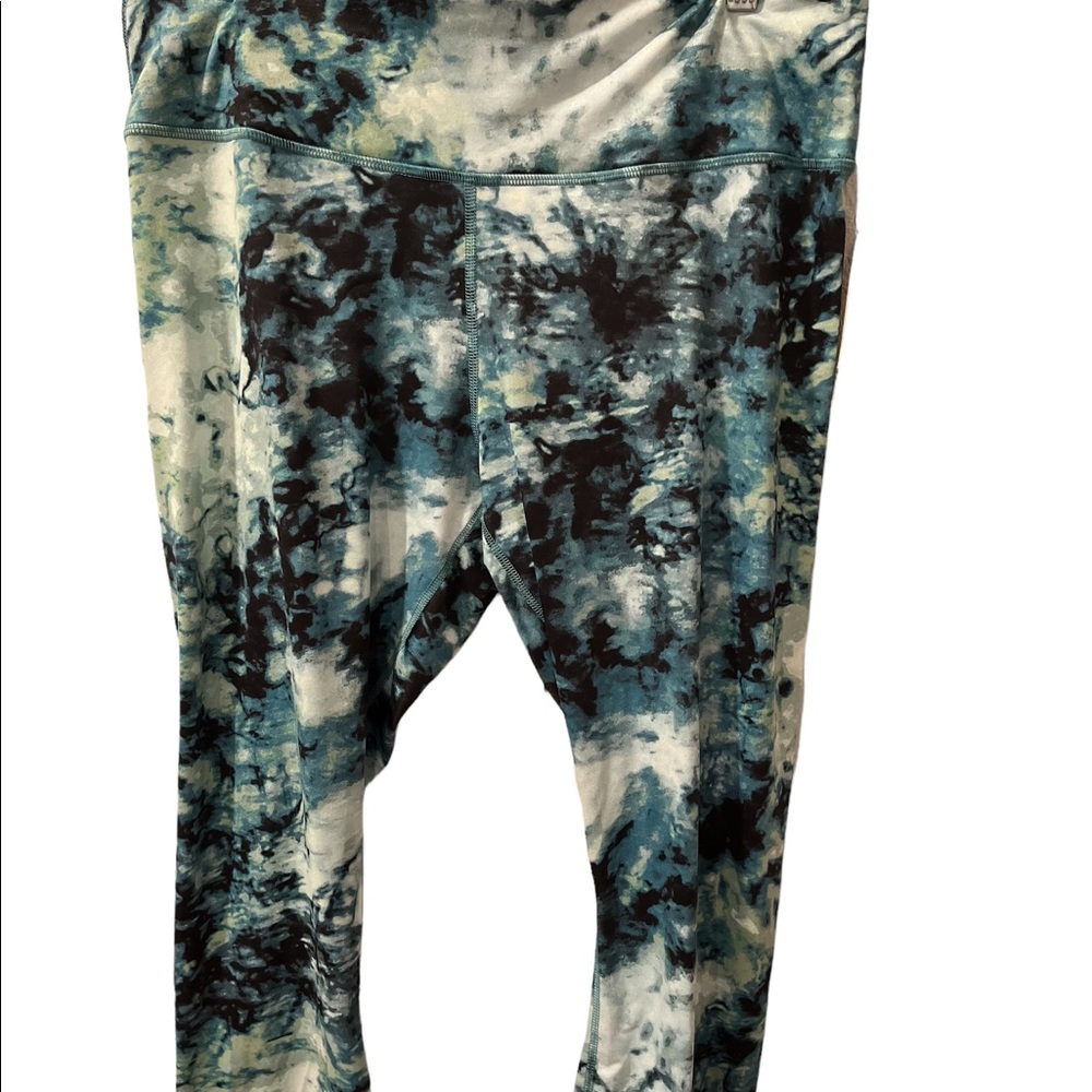 Zelos Belk Women's Black & Green Tie Dye Capri Leggings Size XL